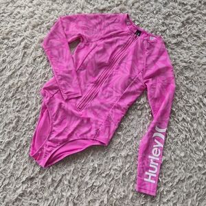 NWOT Hurley Pink Long Sleeve Zip-Front One-Piece Swimsuit | XS